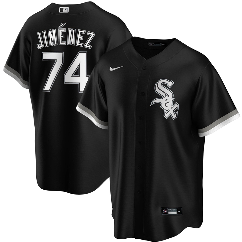 2020 MLB Men Chicago White Sox #74 Eloy Jimenez Nike Black Alternate 2020 Replica Player Jersey 1